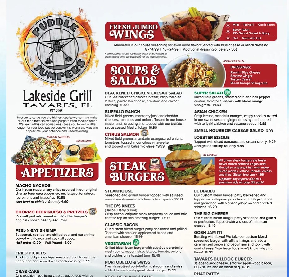Puddle Jumpers Lakeside Grill & Bar Menu-2